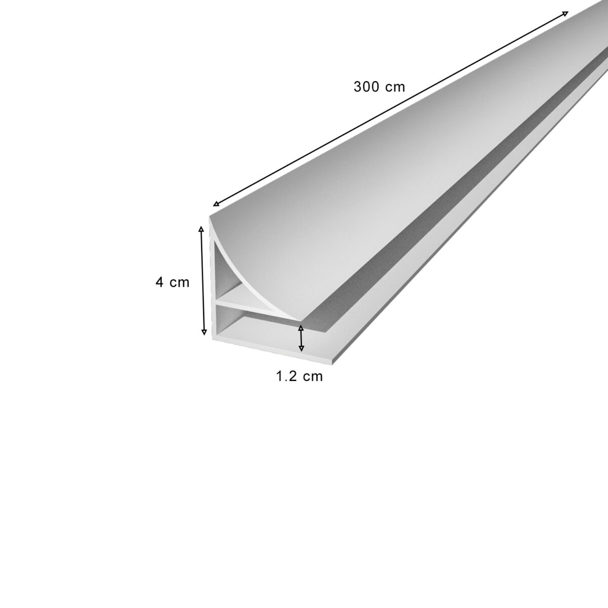 Perfil PVC 12mm Cornisa blanca 300 cm  terminación cielo - Imagen 2