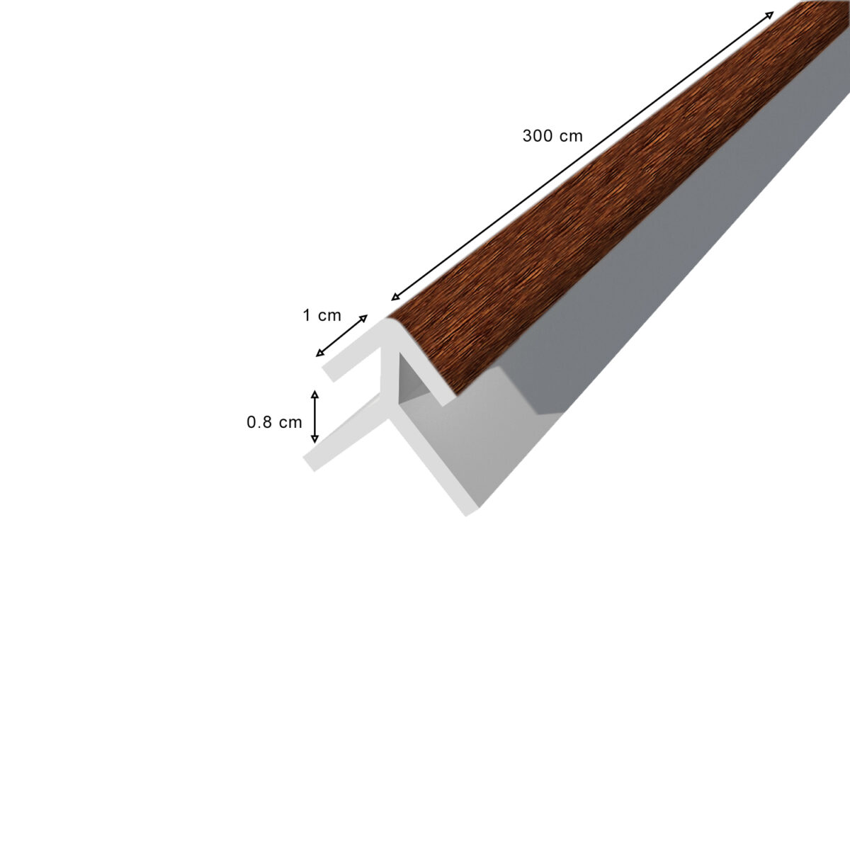 Perfil PVC esquina exterior castaño 300 cm para panel alveorlar - Imagen 2