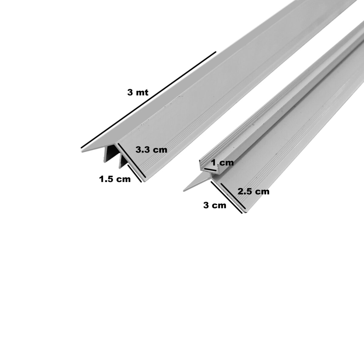 Perfil interior y exterior aluminio 300 cm blanco revestimiento metálico - Imagen 2