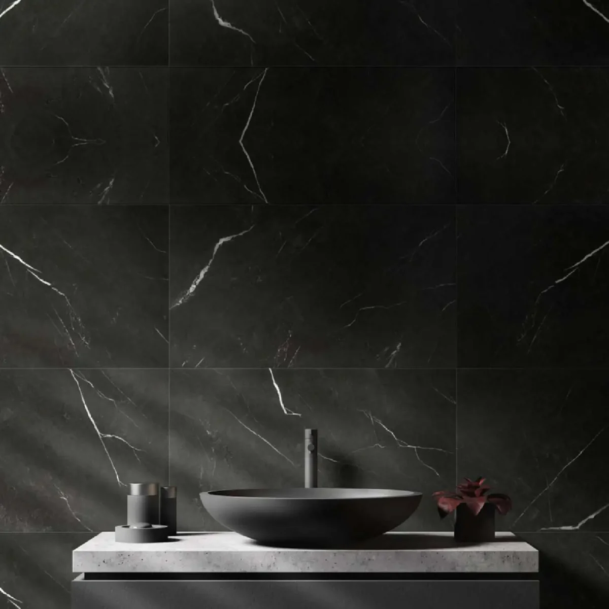 Revestimiento muro Interior laminada tipo mármol diseño sicilia negro 122x 240 cm - Imagen 2