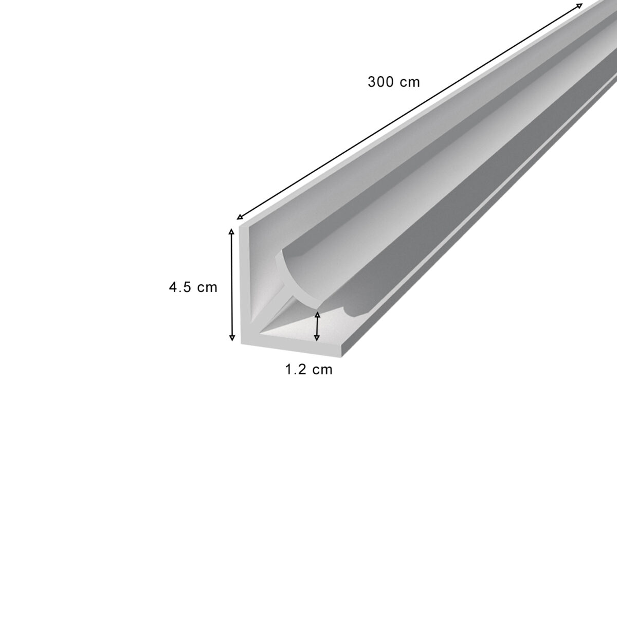 Perfil PVC 12 mm esquina interior blanco 300 cm para panel alveorlar aplicación muro cielo - Imagen 2
